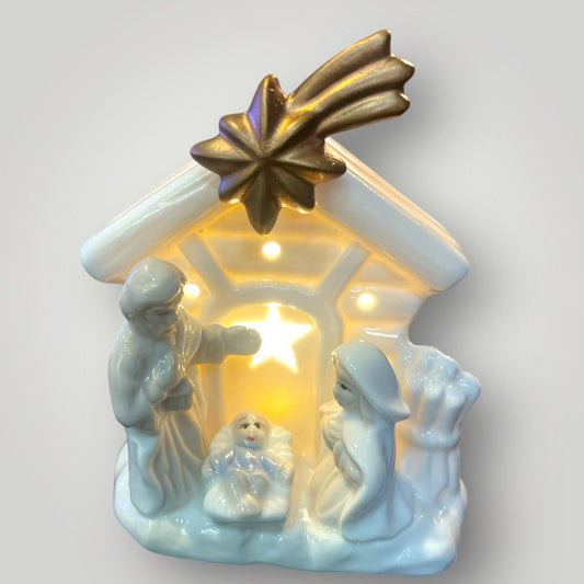 Holy Family Porcelain Nativity Lighted