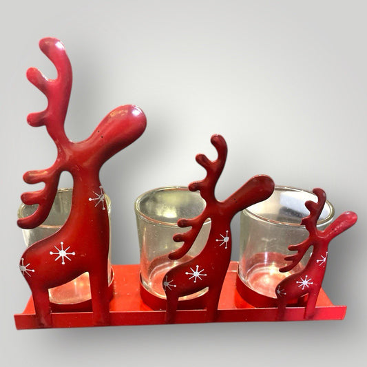 Metal gazelle candle set