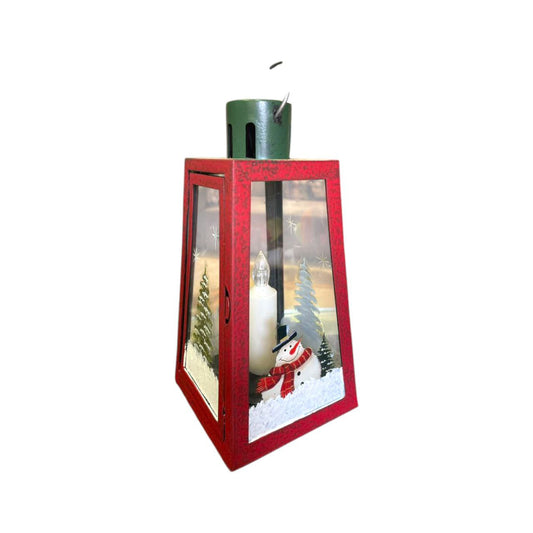 Glass Christmas lantern with lights
