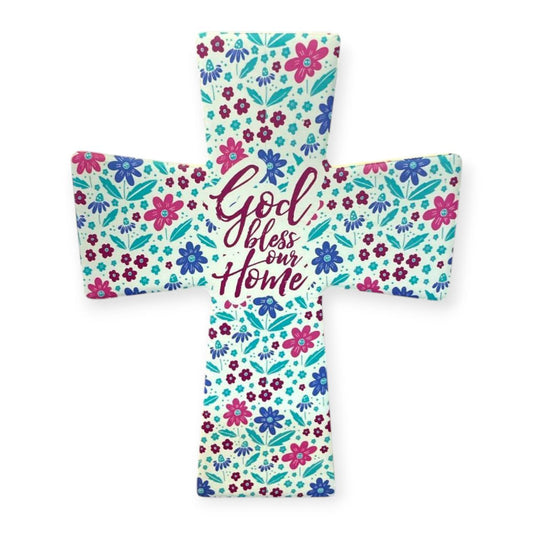 Ceramic cross GOD BLESS OUR HOME