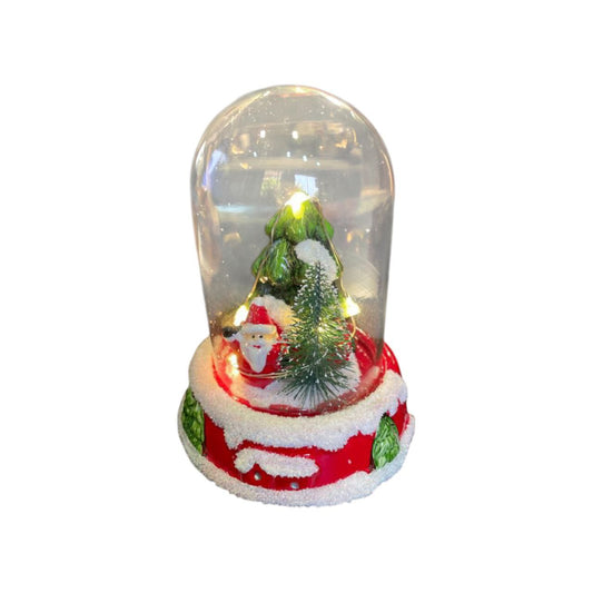 Fall Snow Globe Lantern - Snow Scene Tabletop Tree in Glass Dome
