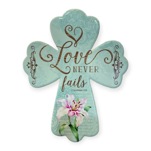 Ceramic cross Love Never Fails