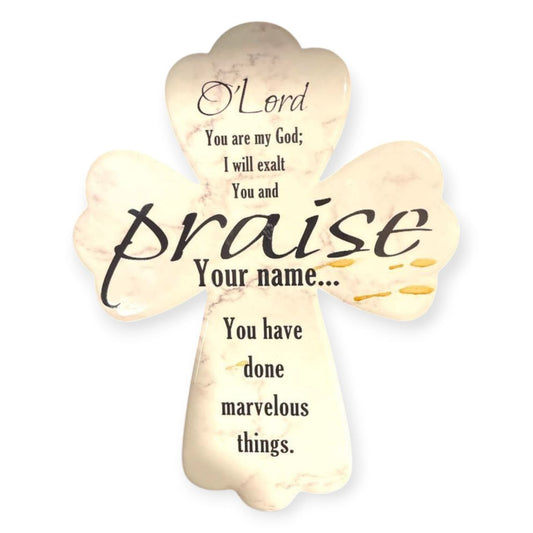 Ceramic cross PRAISE