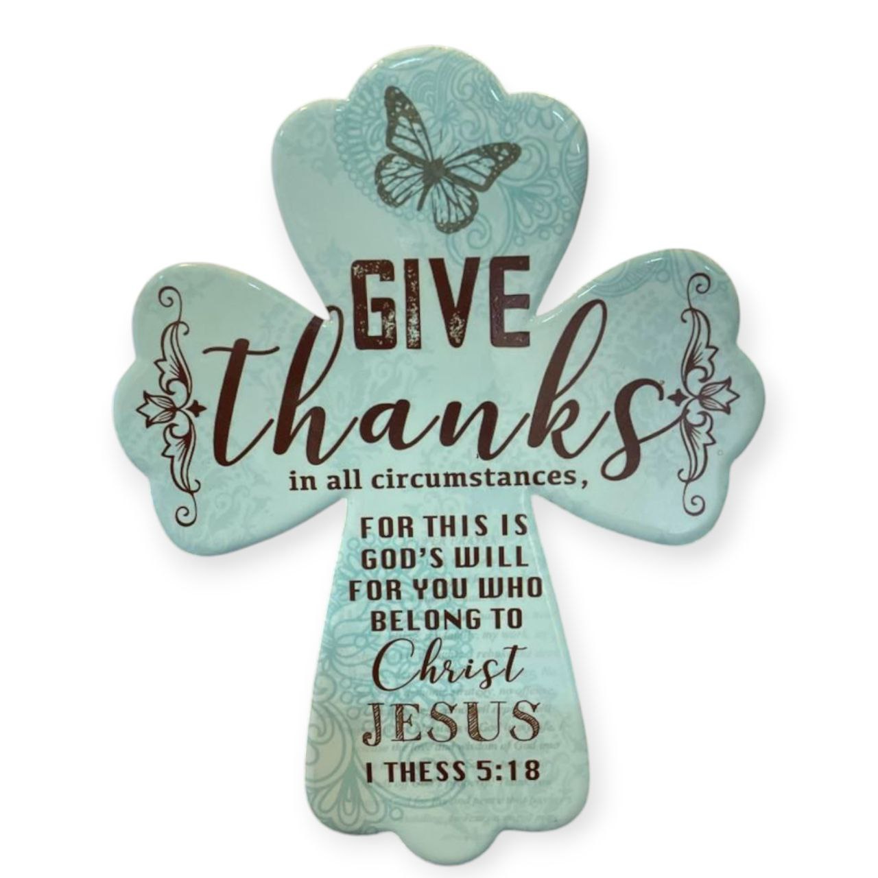 Ceramic cross GIVE THANKS