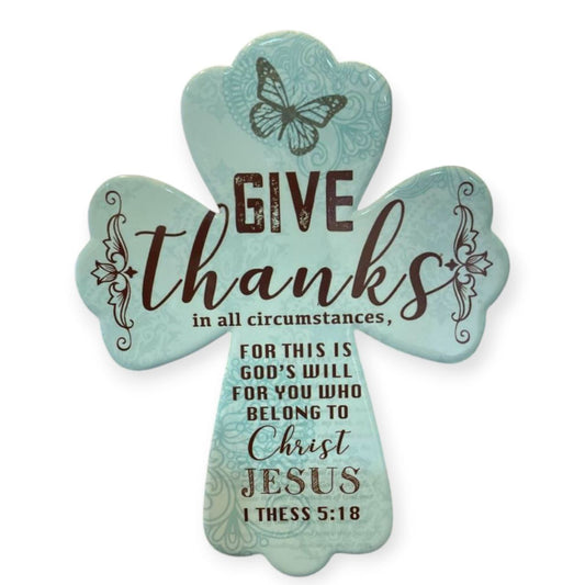 Ceramic cross GIVE THANKS