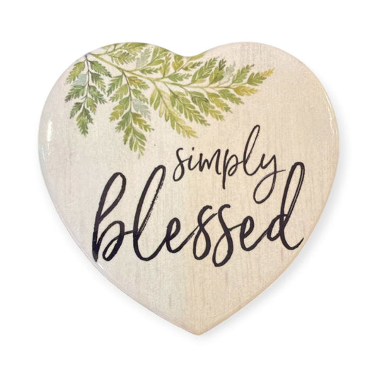 Ceramic Heart Coaster SIMPLY BLESSED