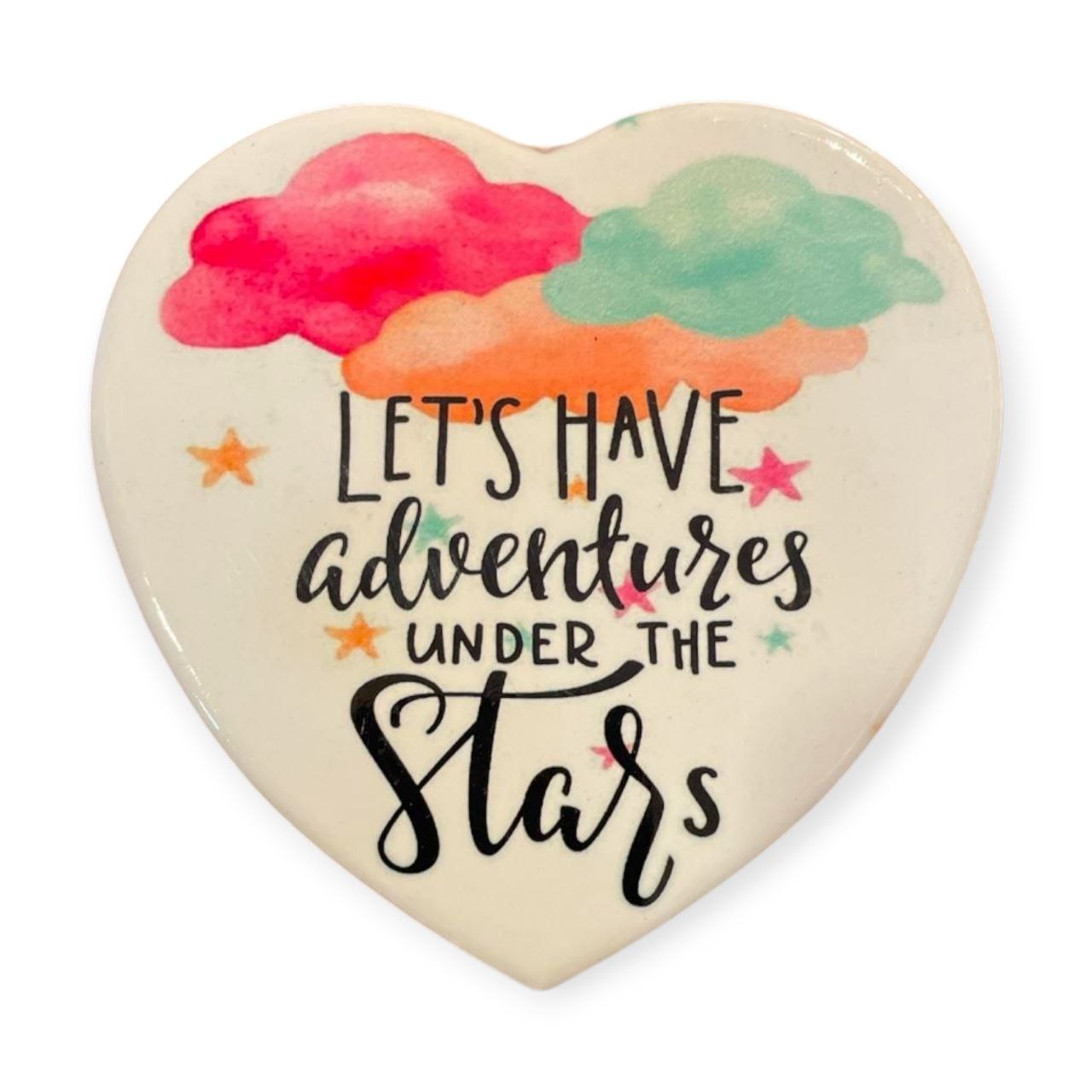 Ceramic Heart Coaster LET'S HAVE ADVENTURES