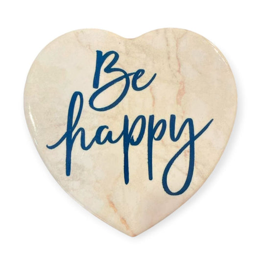 Ceramic Heart Coaster BE HAPPY