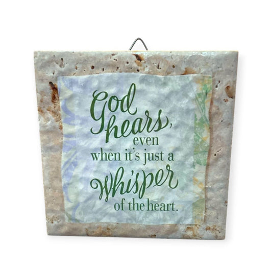 Square ceramic GOD HEARS