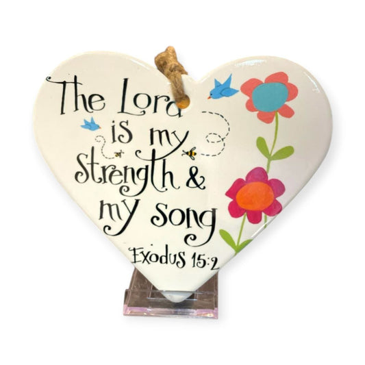 Ceramic suspension heart THE LORD IS MY STRENGTH