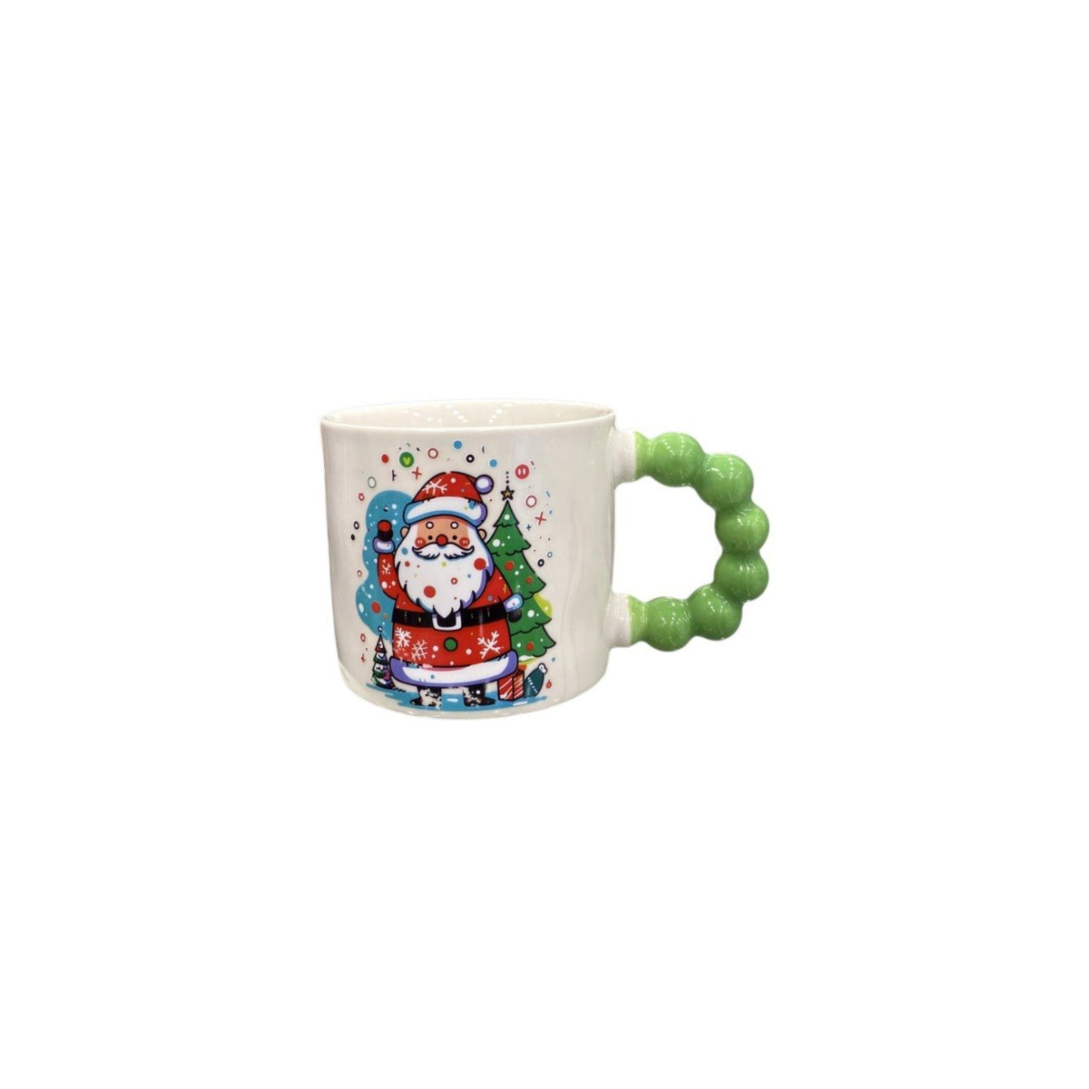 Christmas mug with a round handle