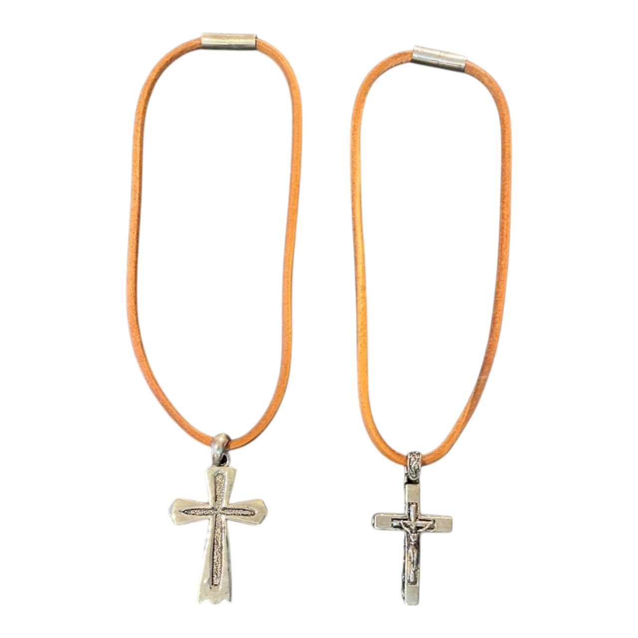 Cross leather chain