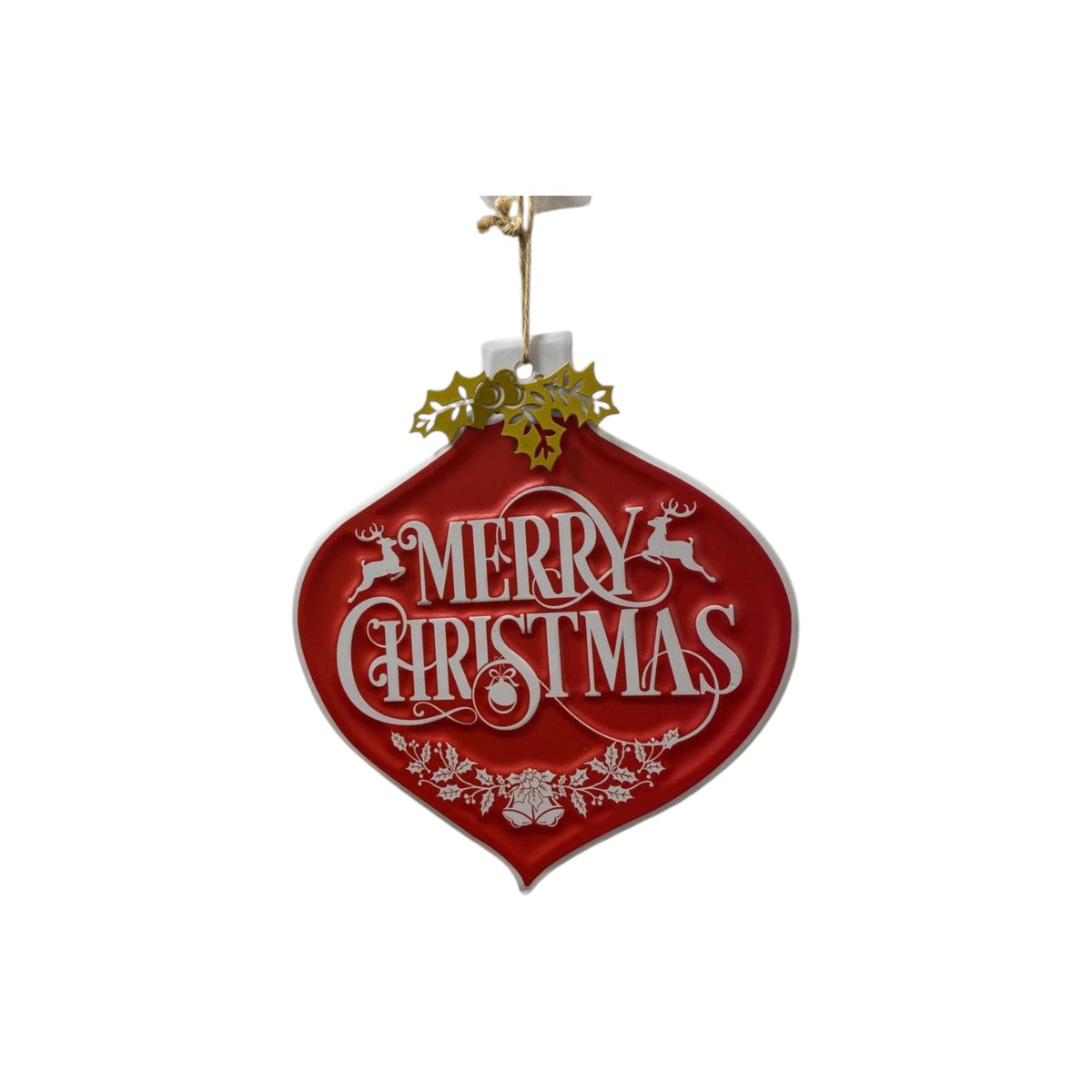 Red metal "MERRY" sign