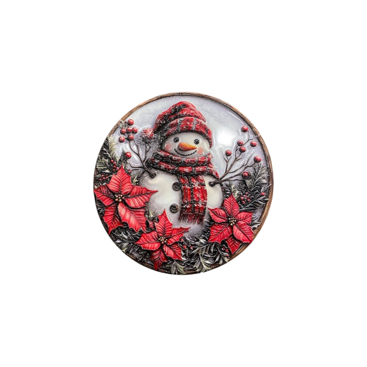 Round ceramic Christmas coaster