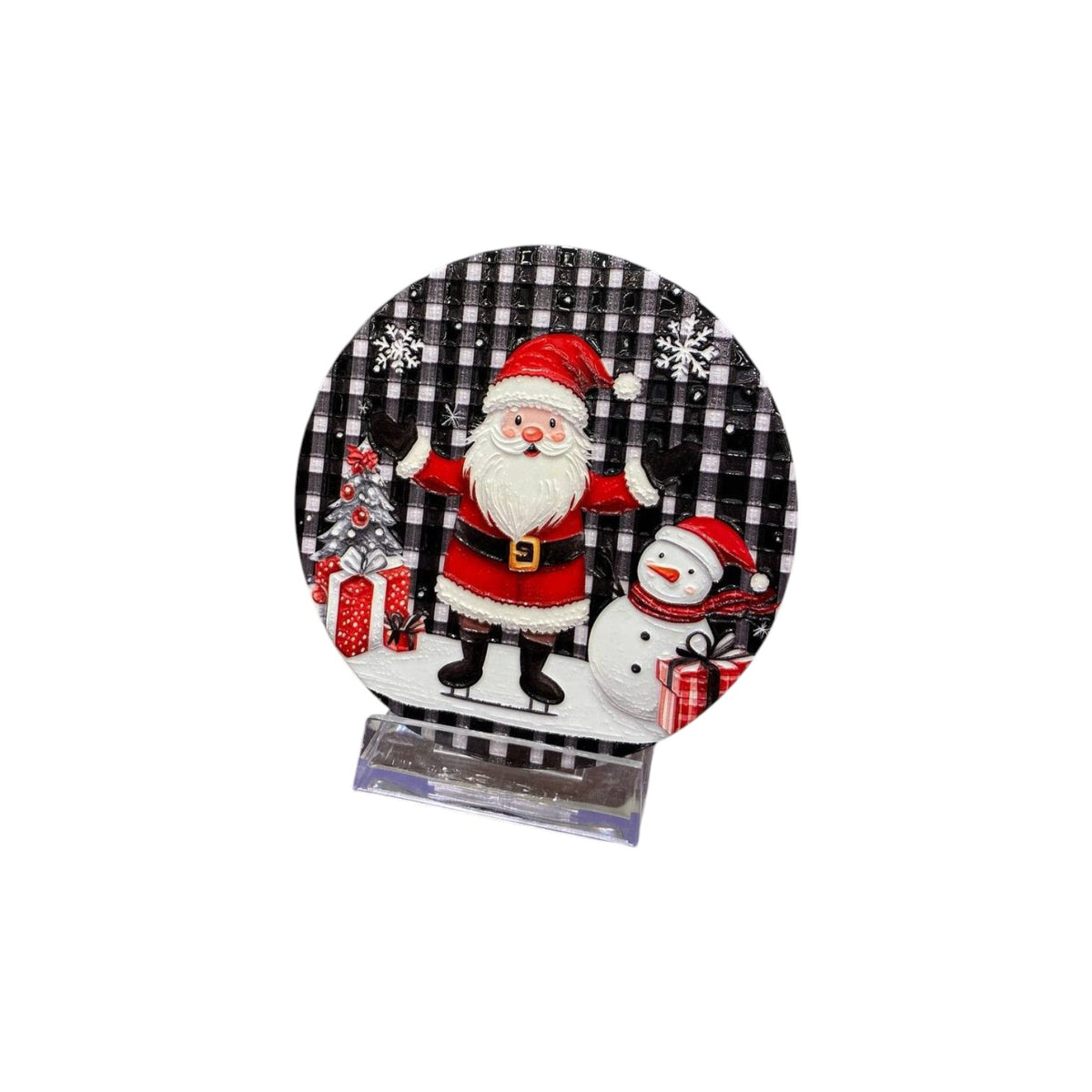 Round ceramic Christmas coaster