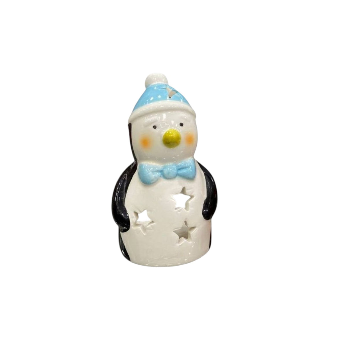 Ceramic Snowman candle holder statue