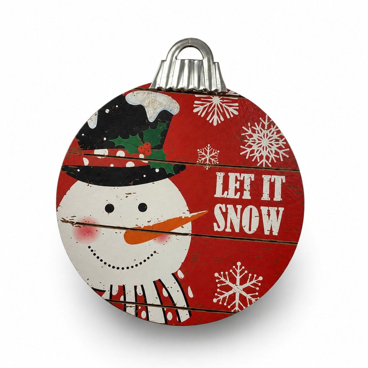 Round wooden Christmas sign