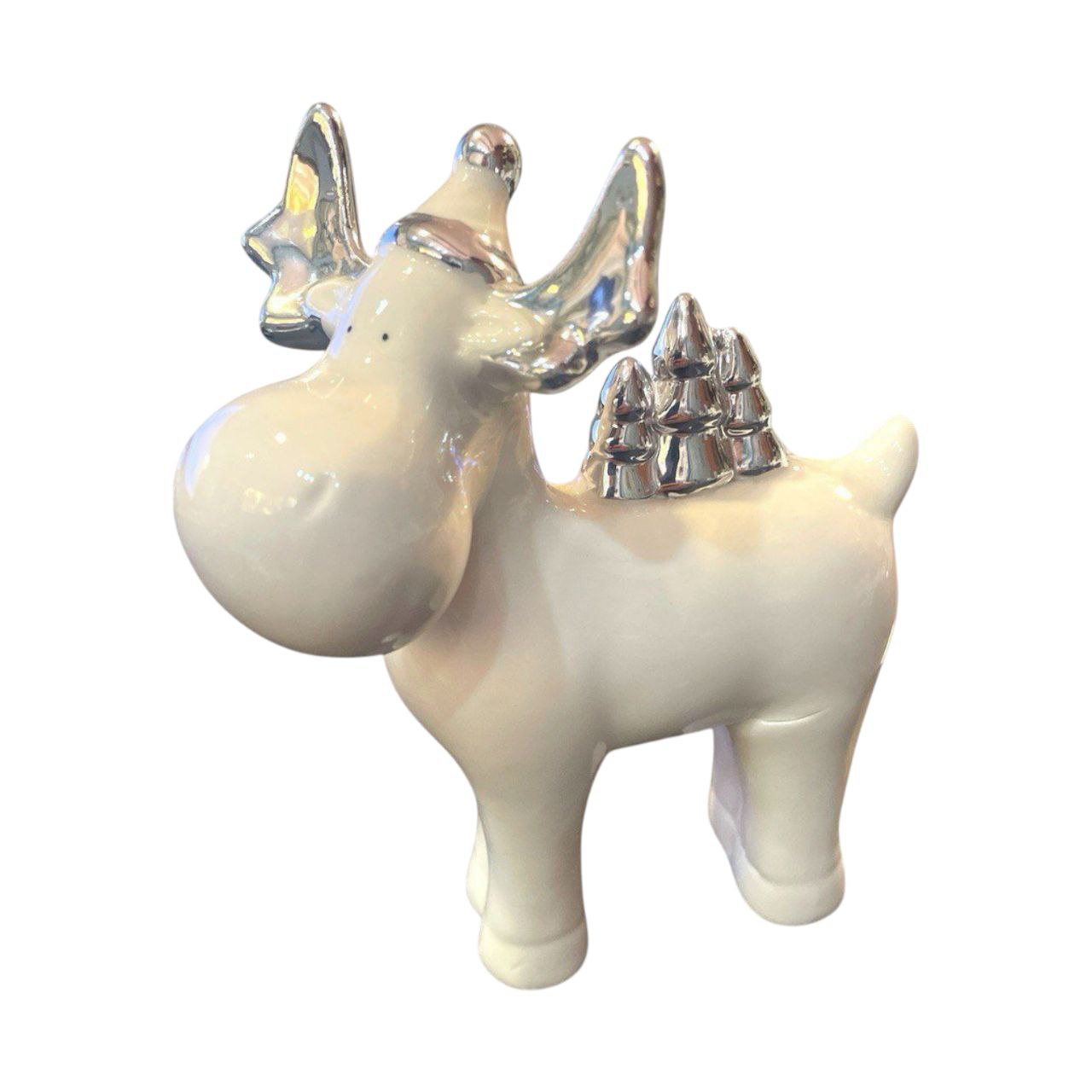 White  & SILVER Ceramic Reindeer