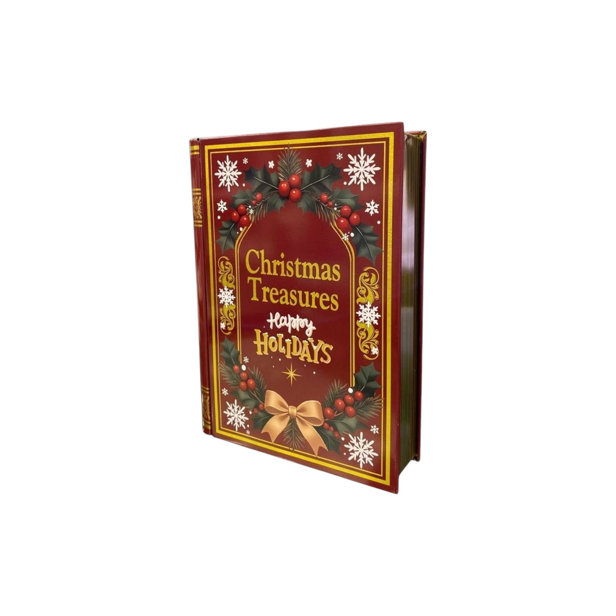 Christmas Book-Shaped Metal Tin