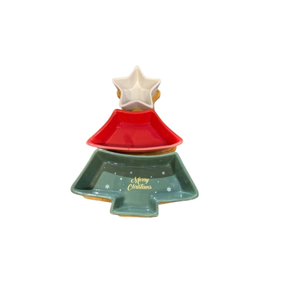 Three-color Christmas tree-shaped dish