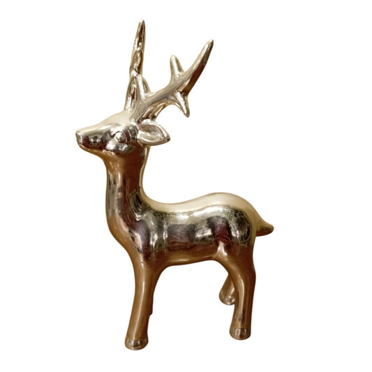 Standing silver ceramic deer