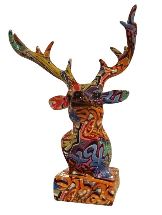 Colored ceramic gazelle head