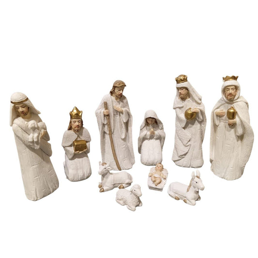WHITE Nativity Set