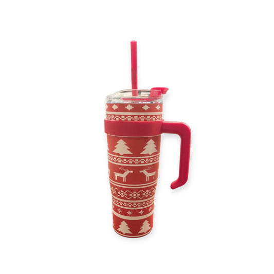 Stainless mug with straw