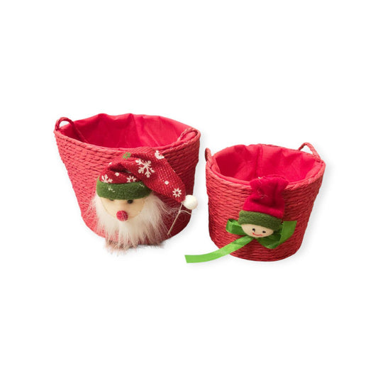 2-piece red Christmas basket set