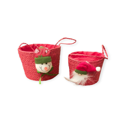 2-piece red Christmas basket set