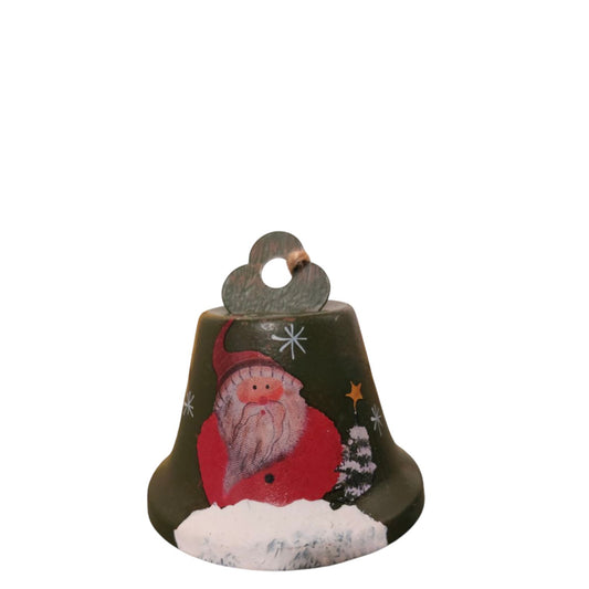green metal santa bell