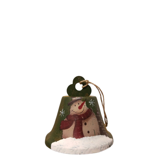 Green Snowman Metal Bell