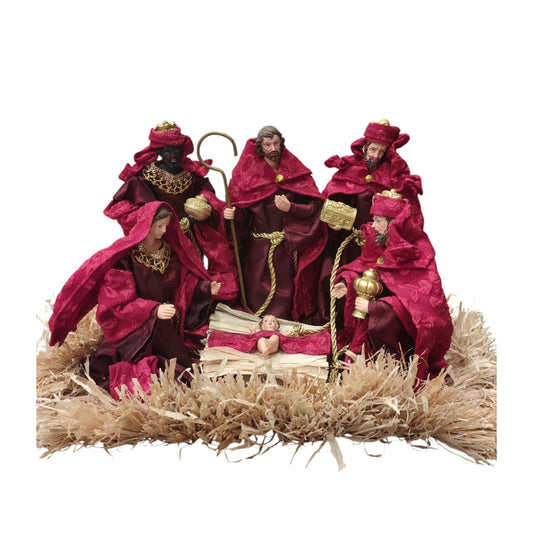 Red fabric nativity