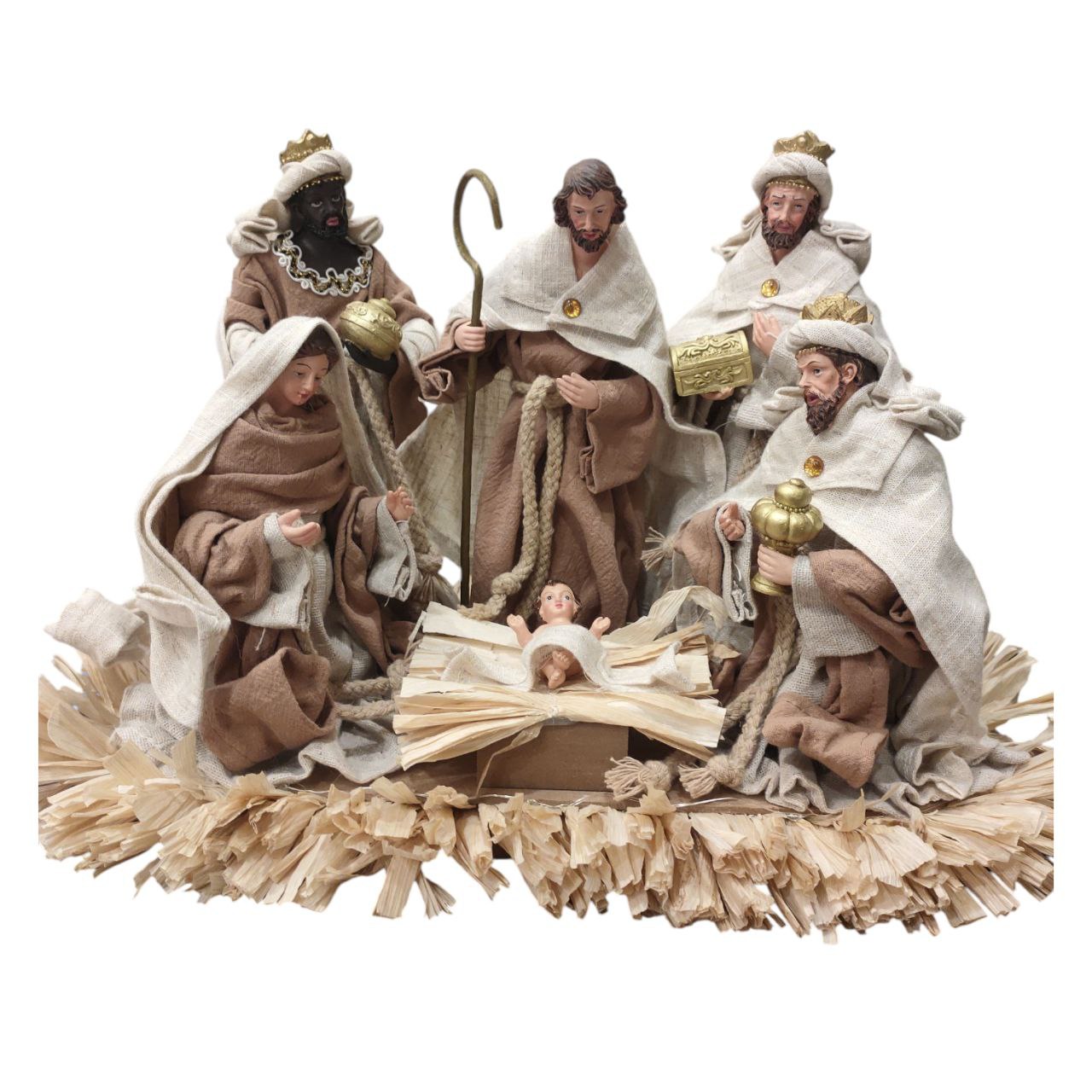 Brown fabric nativity