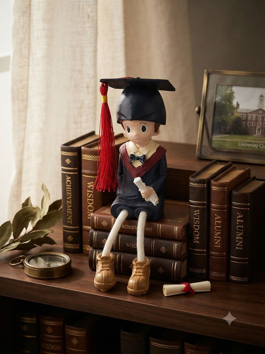 Statue of a seated graduate