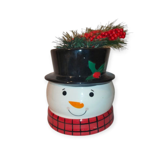 Snowman vase for plants Ceramic