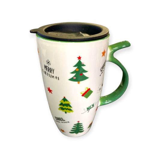 Tall mug with Christmas lid