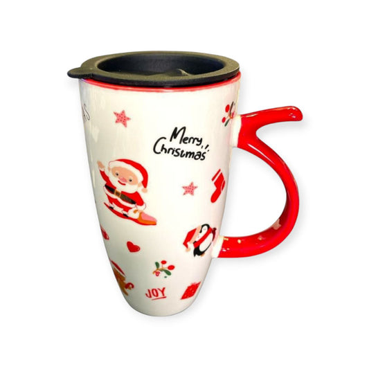 Tall mug with Christmas lid