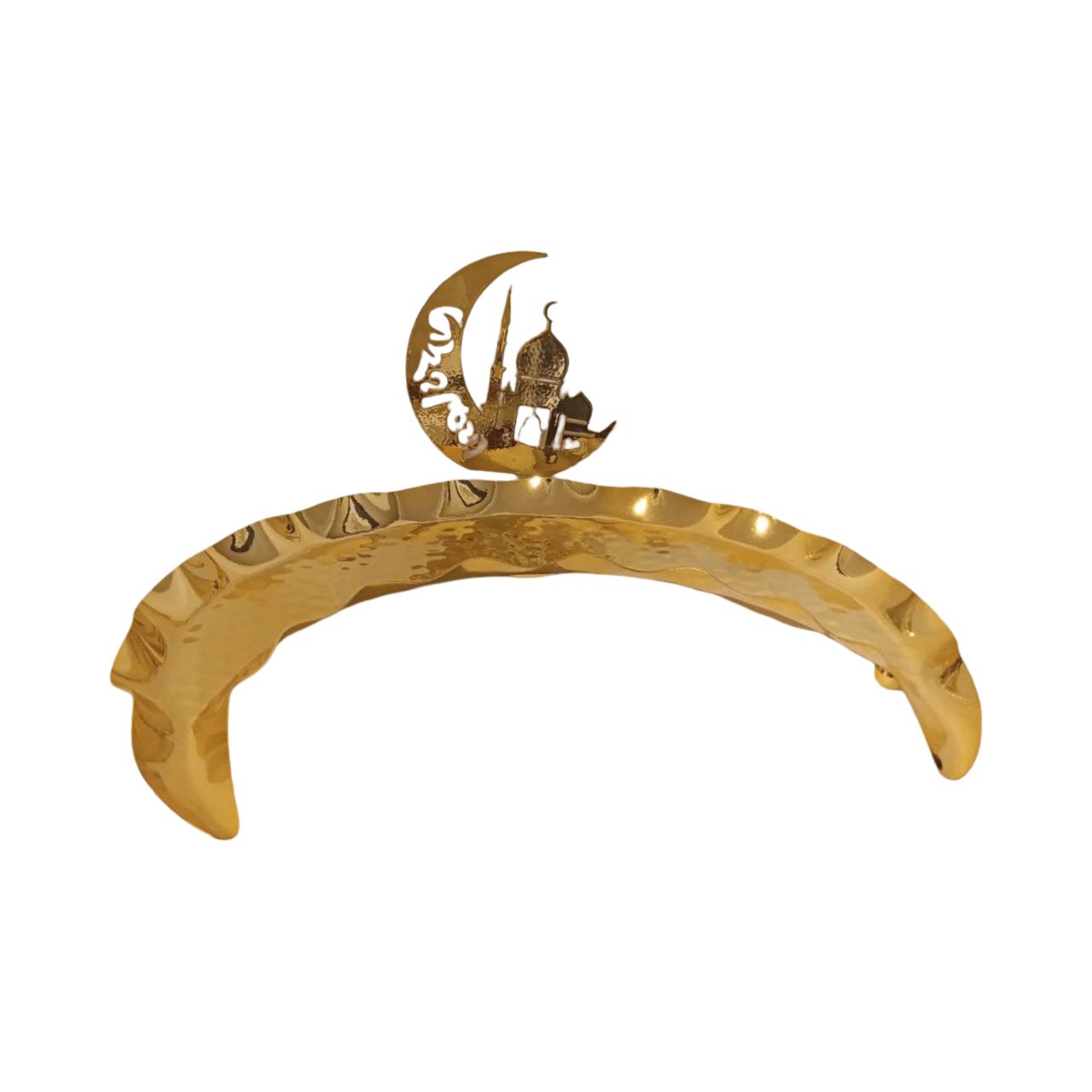 Crescent-shaped tray, gold metal