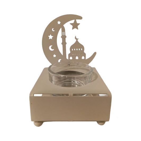 Single metal crescent candle holder