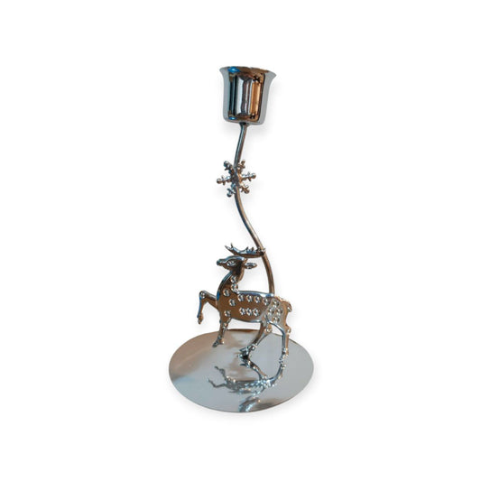 silver metal candle holder