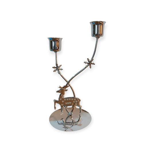 2 silver metal candle holders