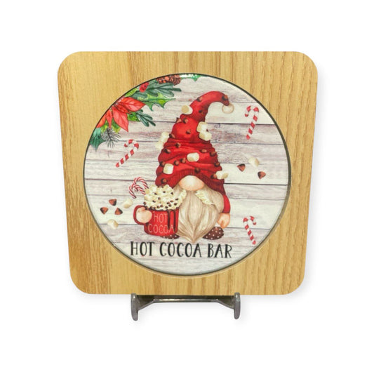 "Hot Cocoa Bar" Wood Coaster