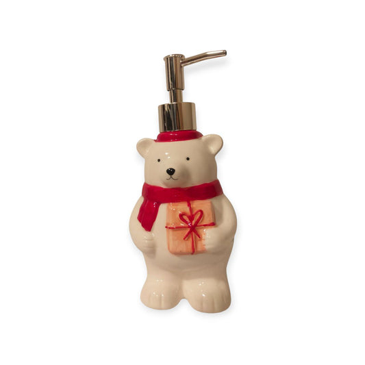 Christmas teddy bear ceramic soap dispenser