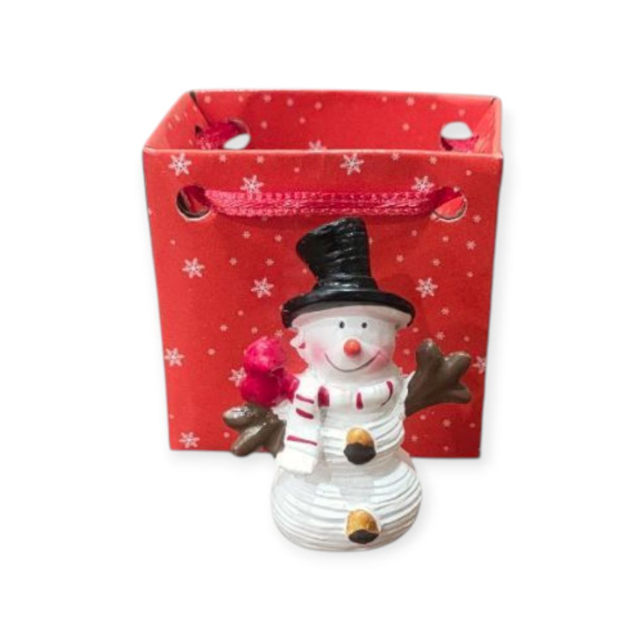 Snowman statue in a bag
