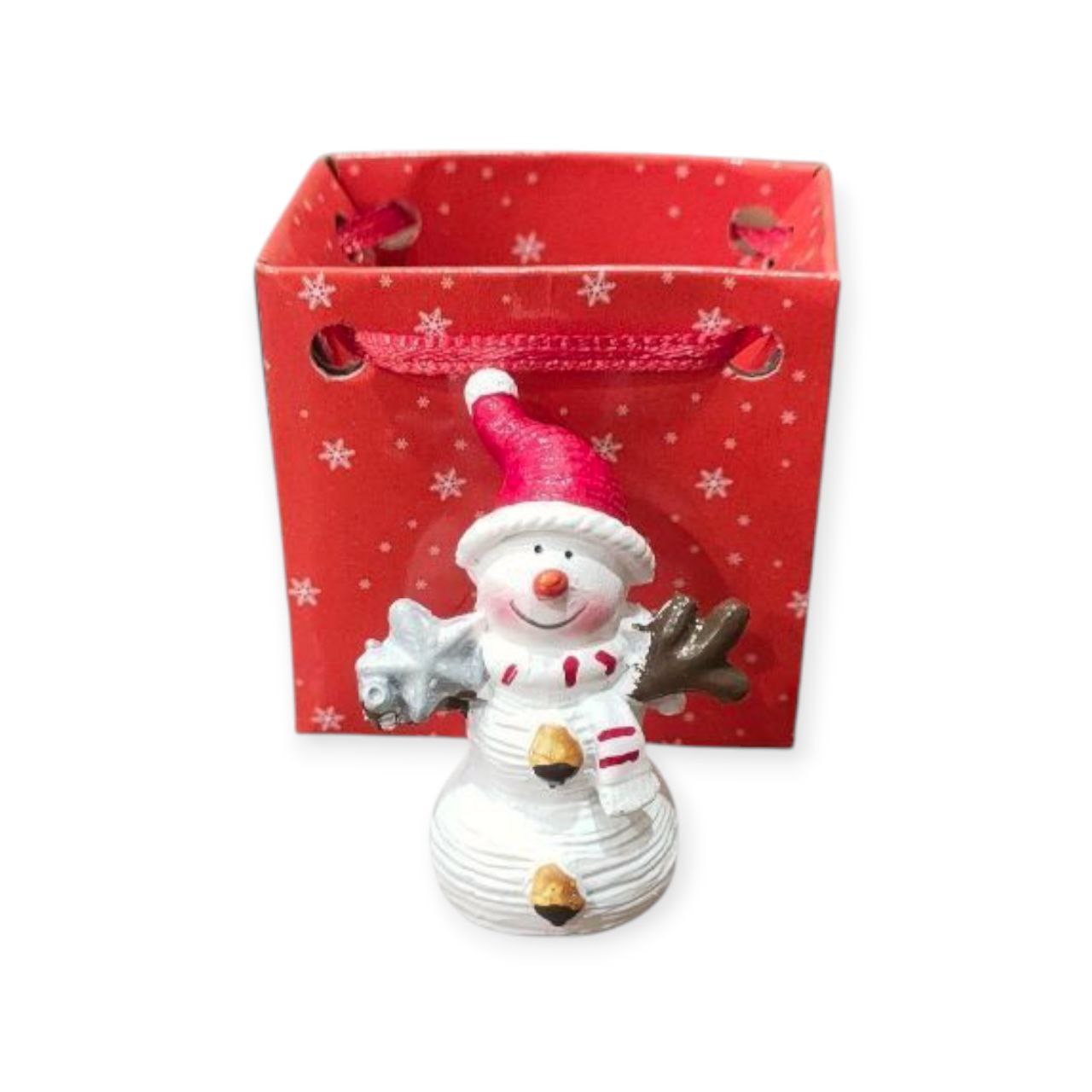 Snowman statue in a bag