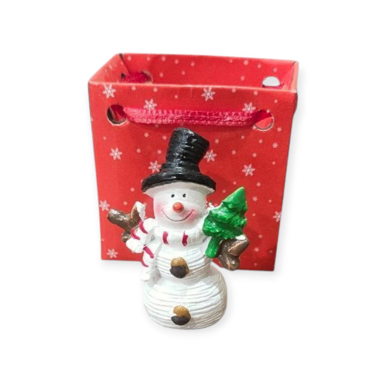 Snowman statue in a bag
