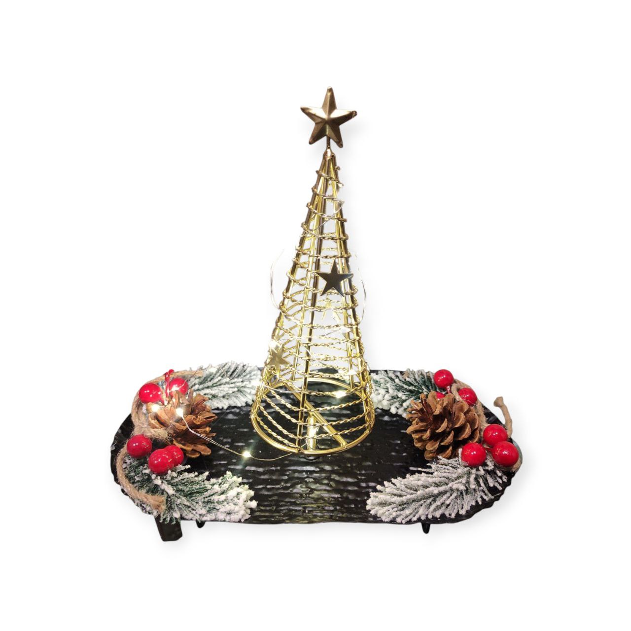 Black oval metal LED chocolate holder