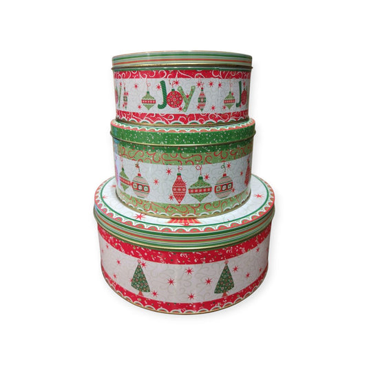 Set of 3 round metal cans