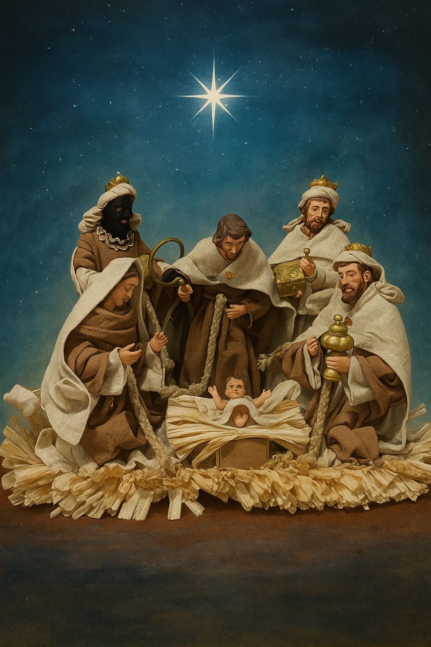 Brown fabric nativity
